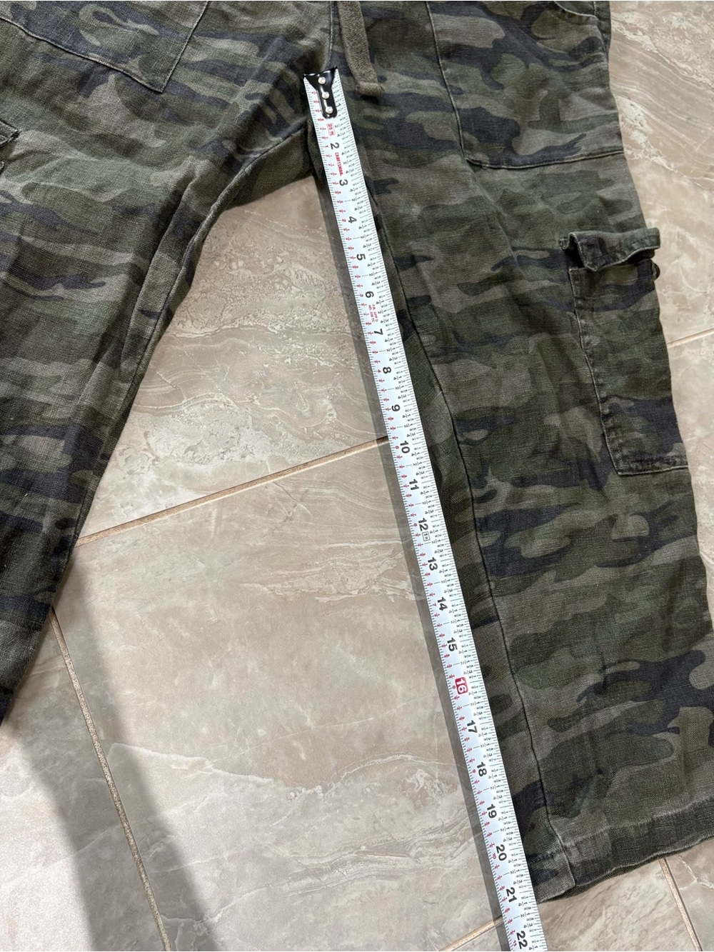 Sanctuary x Anthropologie Cropped Green Camo Linen Cargo Pants Women’s XS - Picture 5 of 8